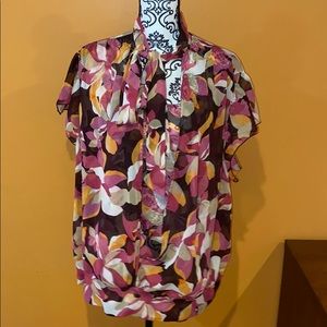 Lane Bryant sheer top front sheer shell neck tie